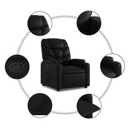 vidaXL Fauteuil relax en similicuir noir
