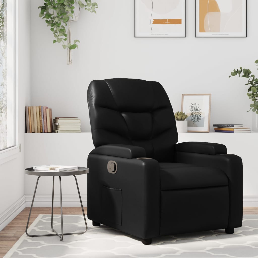 vidaXL Fauteuil relax en similicuir noir