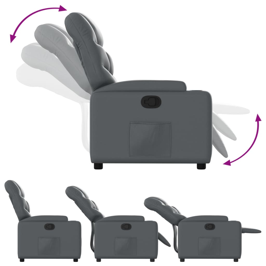 vidaXL Fauteuil relax gris en similicuir