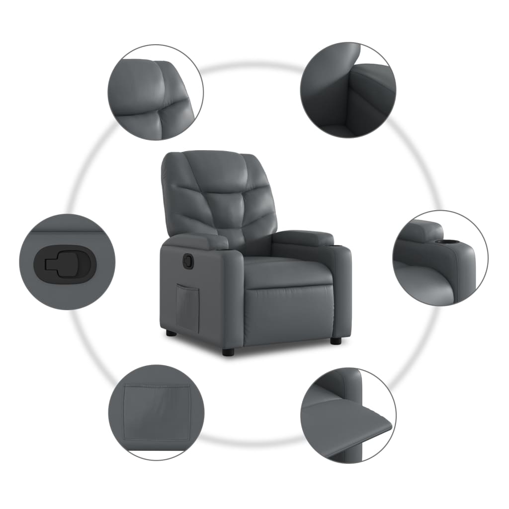 vidaXL Fauteuil relax gris en similicuir