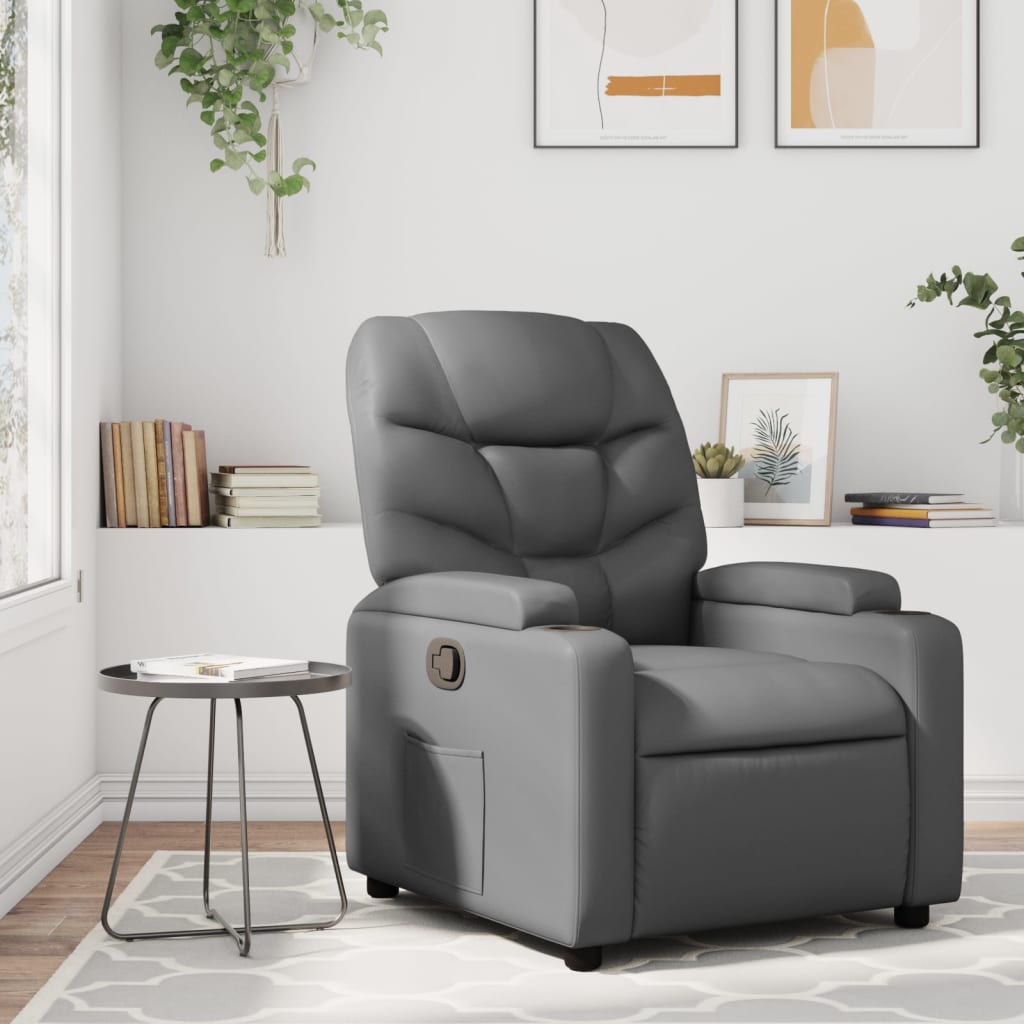vidaXL Fauteuil relax gris en similicuir