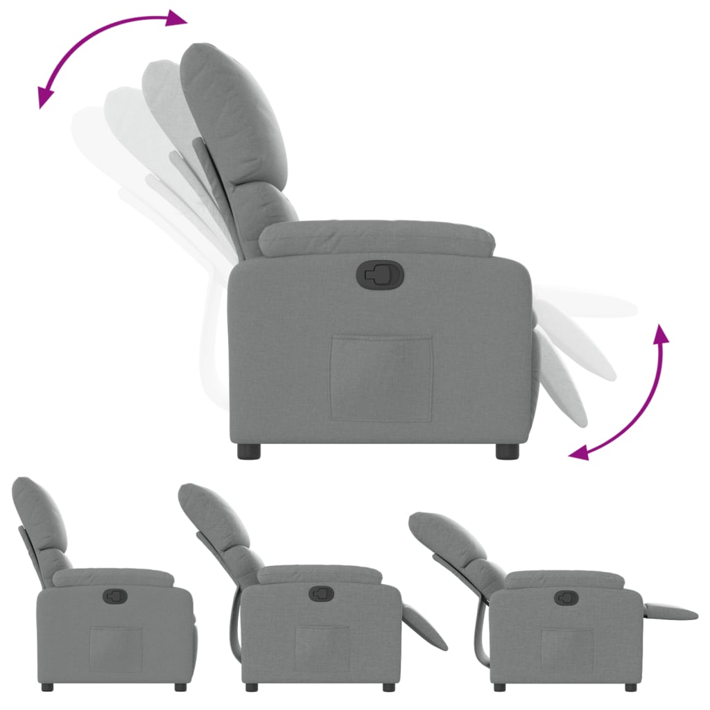 vidaXL Fauteuil relax Gris clair Tissu