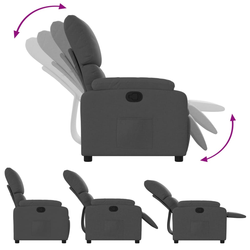 vidaXL Fauteuil de relaxation gris foncé en tissu