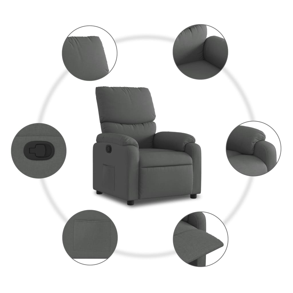 vidaXL Fauteuil de relaxation gris foncé en tissu