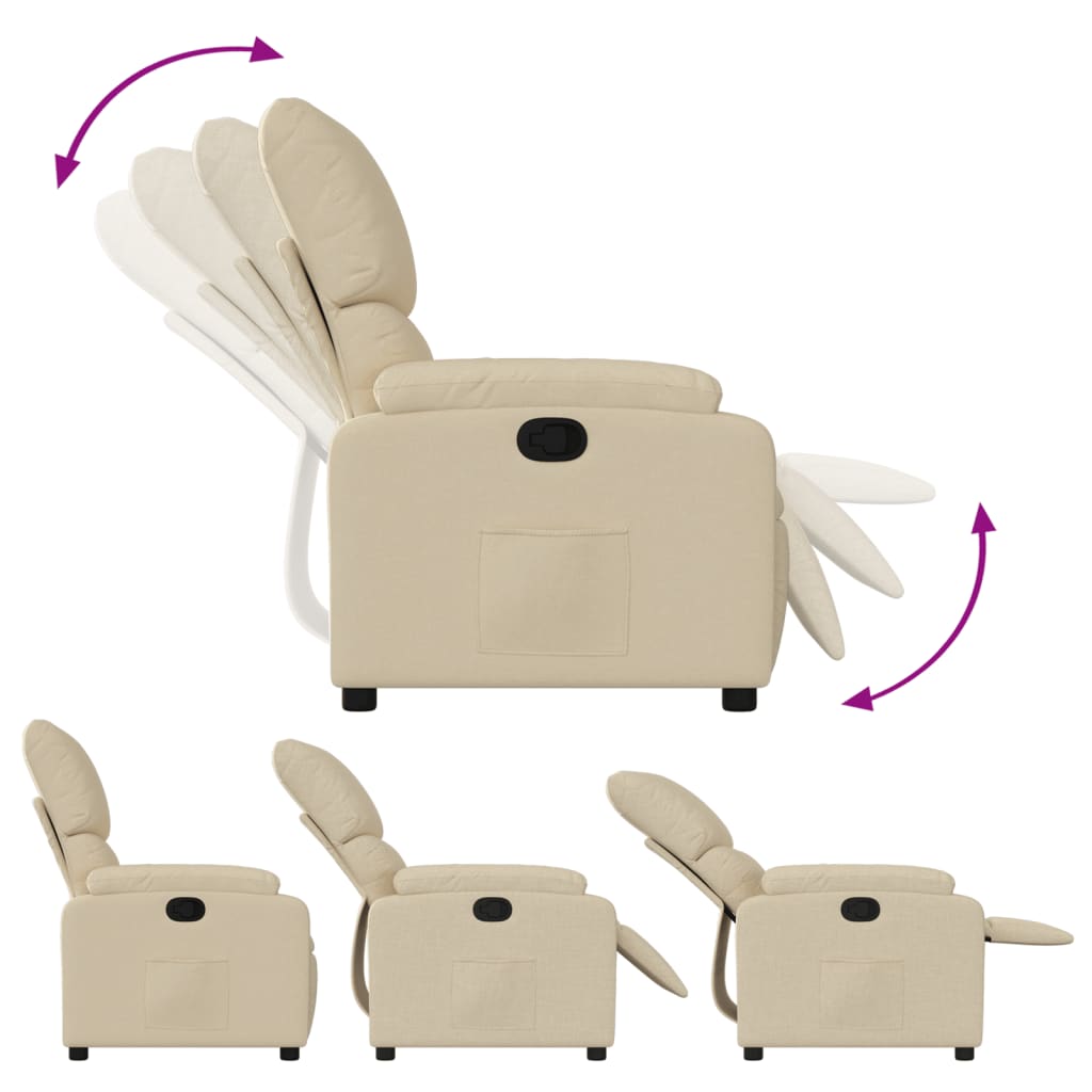 vidaXL Fauteuil relax crème tissu