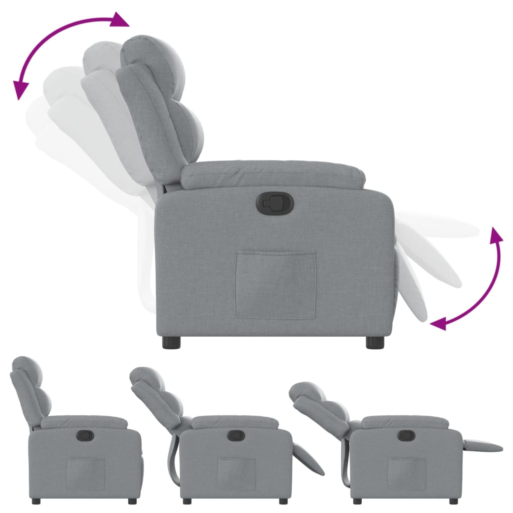 vidaXL Fauteuil relax Gris clair Tissu