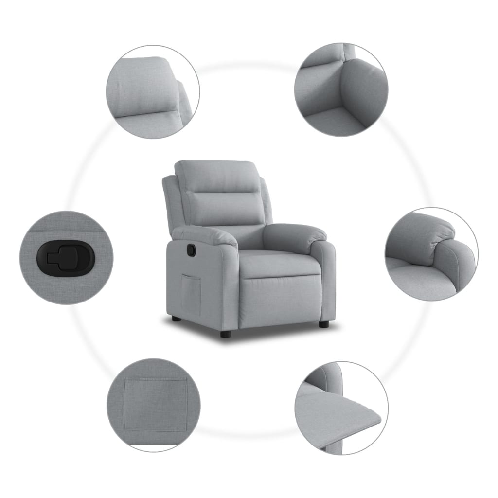 vidaXL Fauteuil relax Gris clair Tissu
