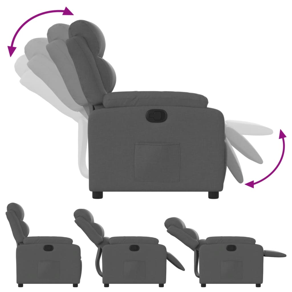 vidaXL Fauteuil de relaxation gris foncé en tissu
