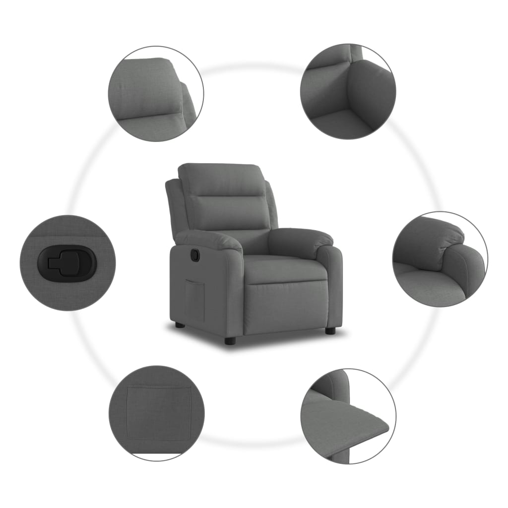 vidaXL Fauteuil de relaxation gris foncé en tissu