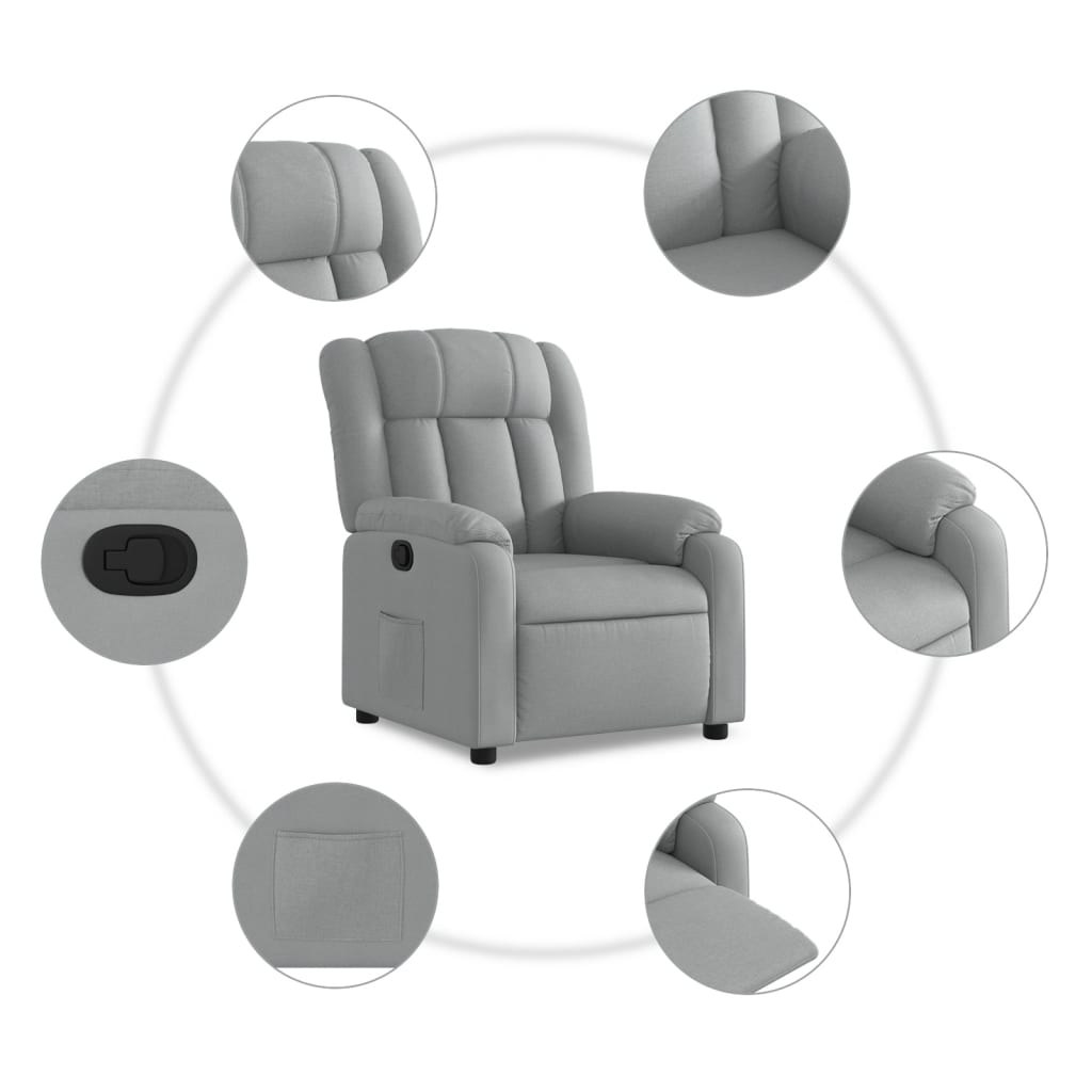 vidaXL Fauteuil relax Gris clair Tissu