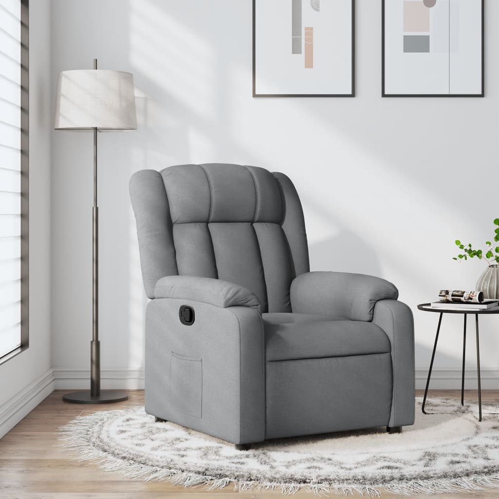 vidaXL Fauteuil relax Gris clair Tissu