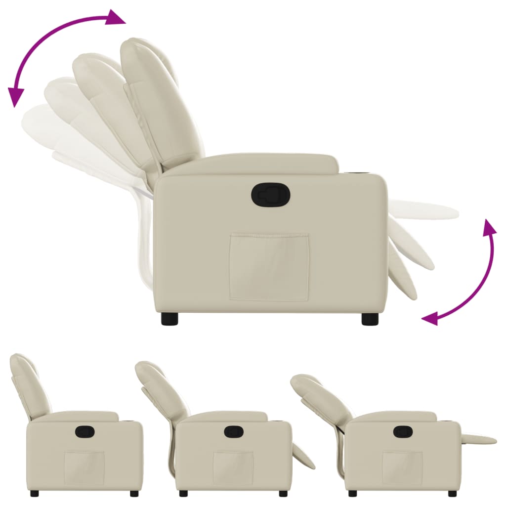 vidaXL Fauteuil relax crème similicuir
