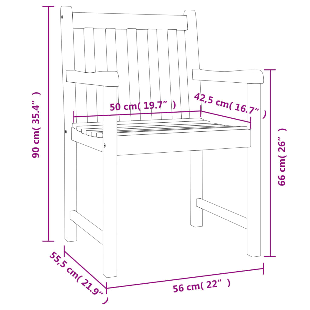 vidaXL Gartenstühle 6 Stk. 56x55,5x90 cm Massivholz Akazie