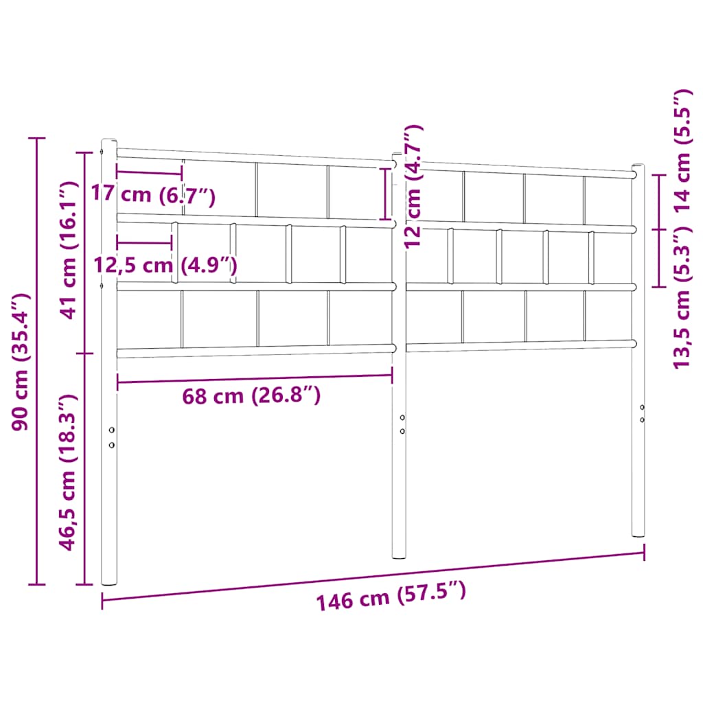 vidaXL Ersatz-Kopfteil Metall Schwarz 140 cm