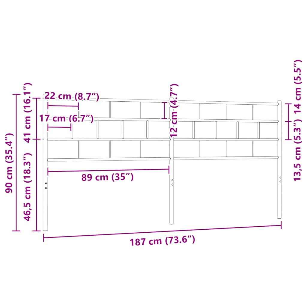 vidaXL Ersatz-Kopfteil Metall Schwarz 180 cm