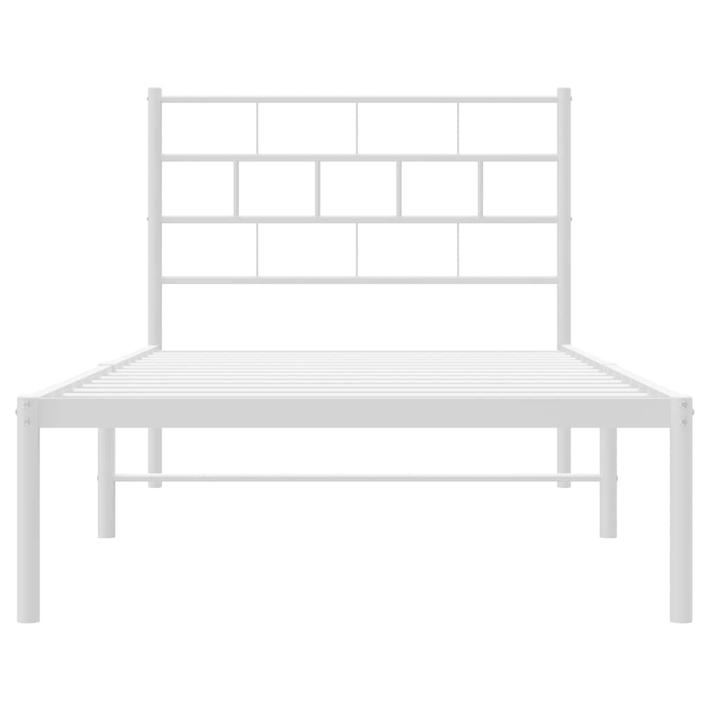 vidaXL Bettgestell mit Kopfteil Metall Weiß 100x190 cm