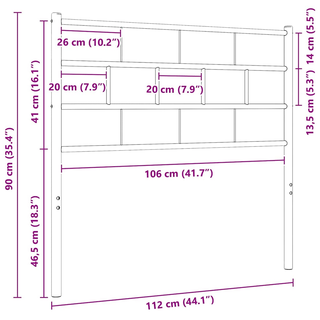 vidaXL Ersatz-Kopfteil Metall Weiß 107 cm
