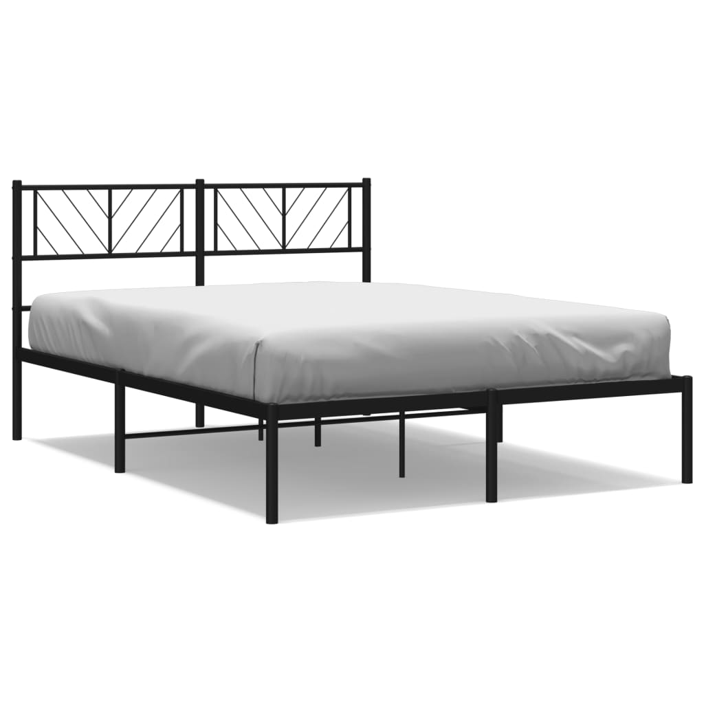 vidaXL Cadre de lit avec tête de lit en métal noir 120x200 cm