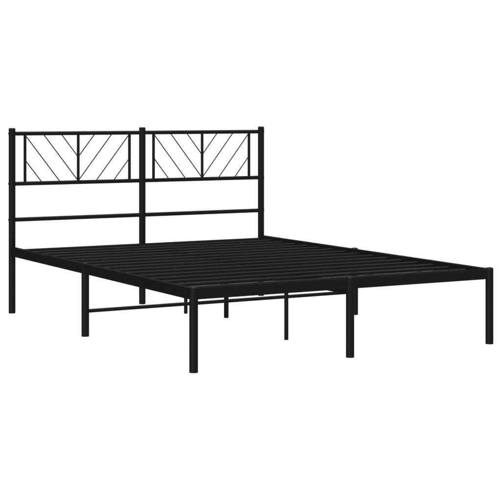 vidaXL Cadre de lit avec tête de lit en métal noir 120x200 cm