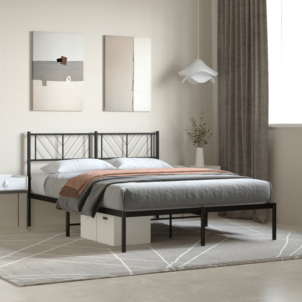 vidaXL Cadre de lit avec tête de lit en métal noir 120x200 cm