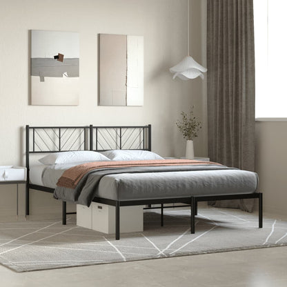 vidaXL Cadre de lit avec tête de lit en métal noir 120x200 cm