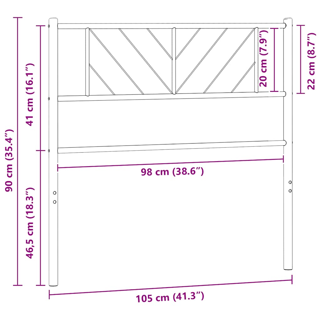 vidaXL Ersatz-Kopfteil Metall Schwarz 100 cm