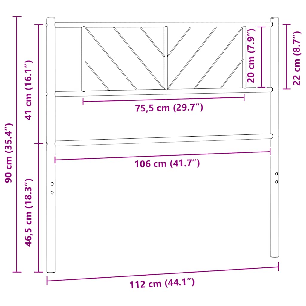 vidaXL Ersatz-Kopfteil Metall Schwarz 107 cm