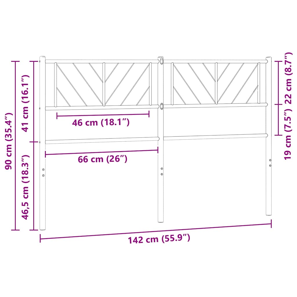 vidaXL Ersatz-Kopfteil Metall Schwarz 135 cm