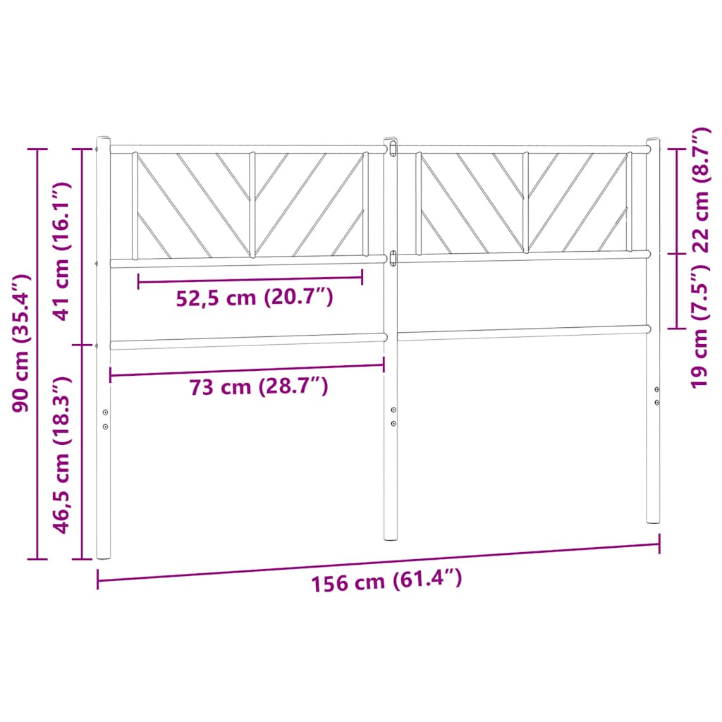 vidaXL Ersatz-Kopfteil Metall Schwarz 150 cm