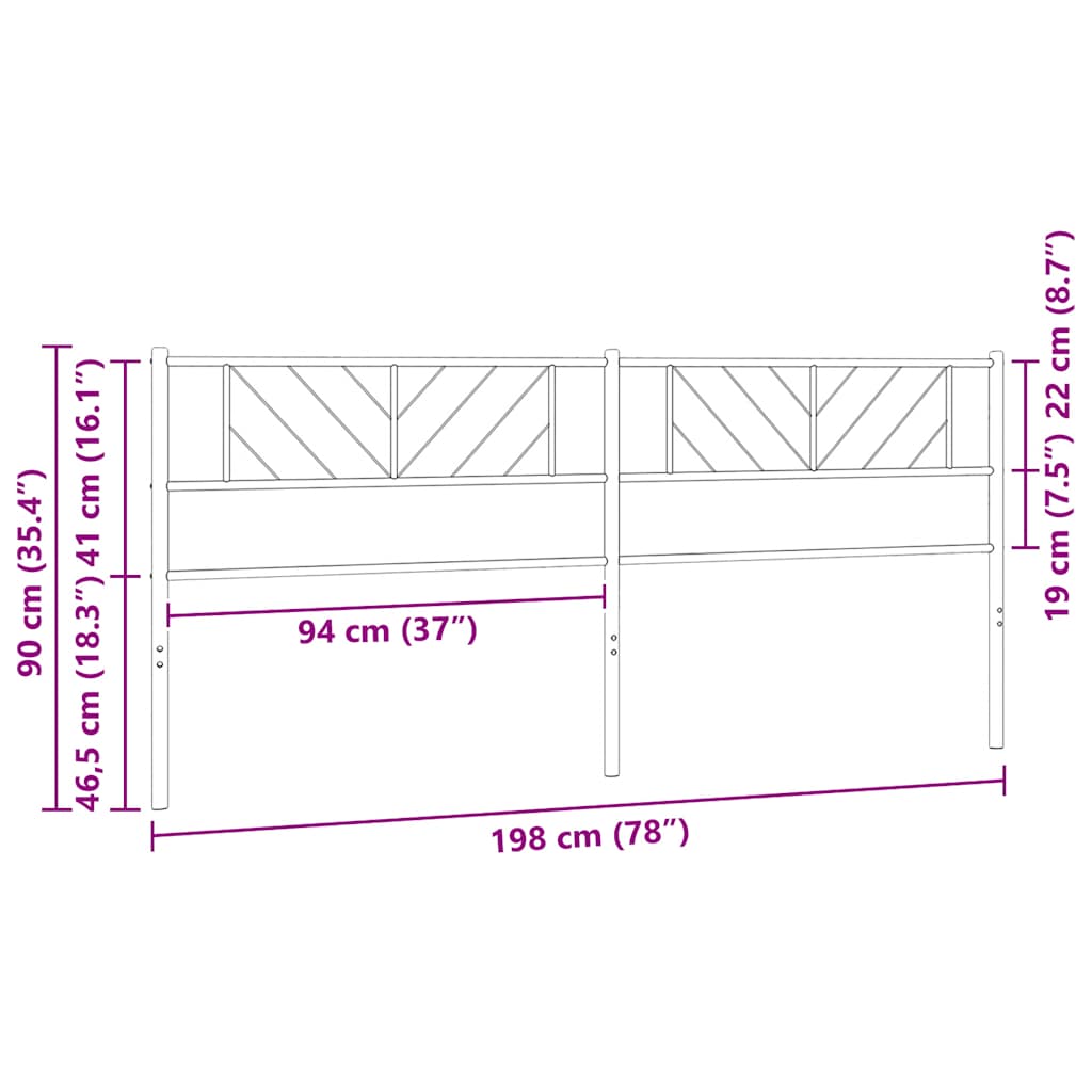 Ersatz-Kopfteil Metall Schwarz 193 cm