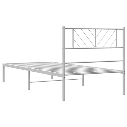 Metallbett ohne Matratze mit Kopfteil Weiß 75x190 cm