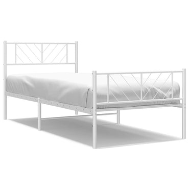 vidaXL Bettgestell mit Kopf- und Fußteil Metall Weiß 100x190 cm