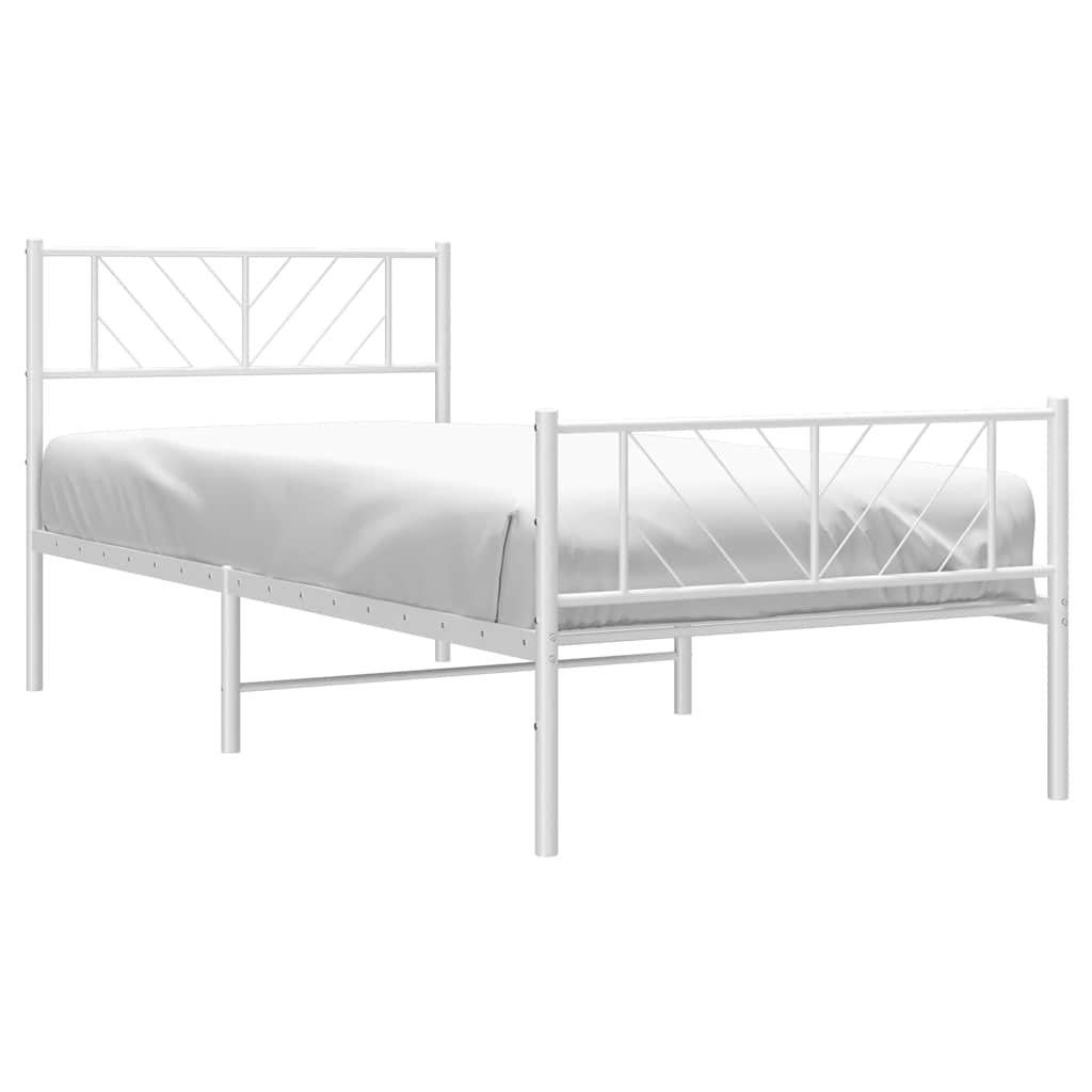 vidaXL Bettgestell mit Kopf- und Fußteil Metall Weiß 100x190 cm