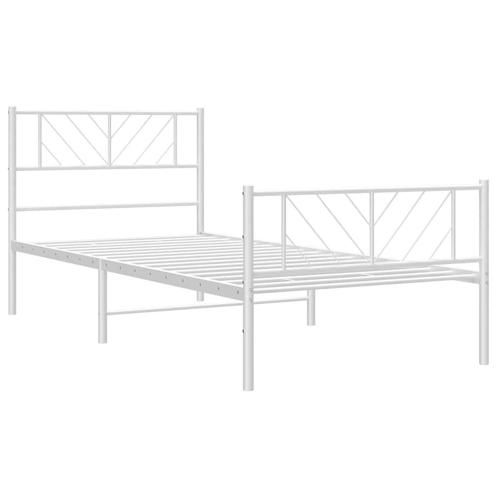 vidaXL Bettgestell mit Kopf- und Fußteil Metall Weiß 100x190 cm