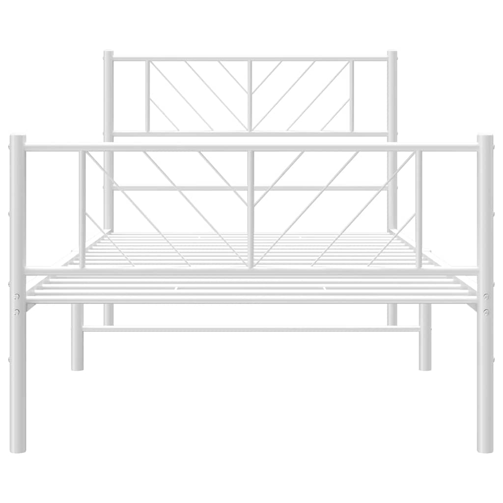 vidaXL Bettgestell mit Kopf- und Fußteil Metall Weiß 100x190 cm