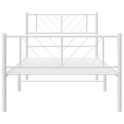 vidaXL Bettgestell mit Kopf- und Fußteil Metall Weiß 100x190 cm