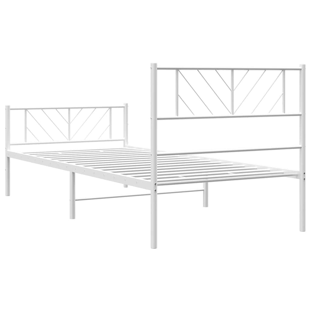 vidaXL Bettgestell mit Kopf- und Fußteil Metall Weiß 100x190 cm