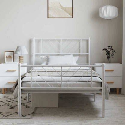 vidaXL Bettgestell mit Kopf- und Fußteil Metall Weiß 100x190 cm