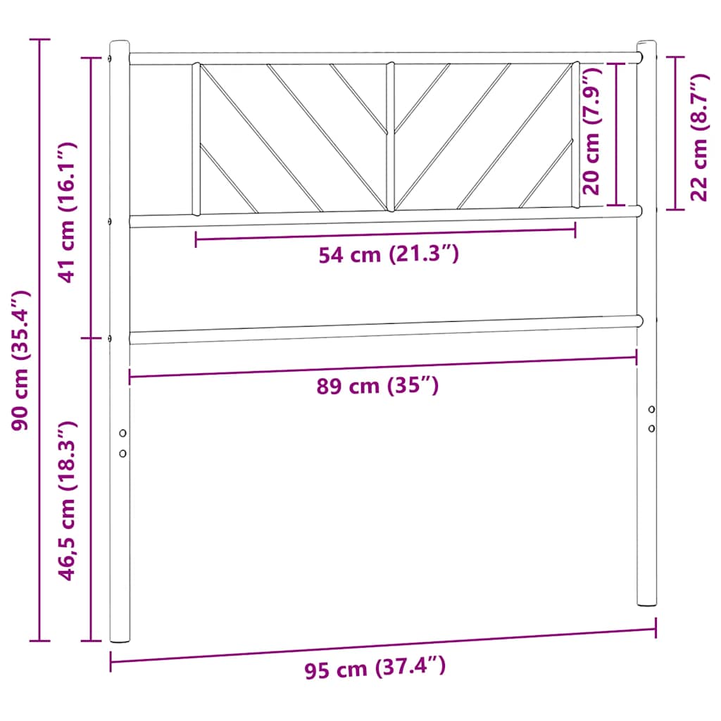 vidaXL Ersatz-Kopfteil Metall Weiß 90 cm