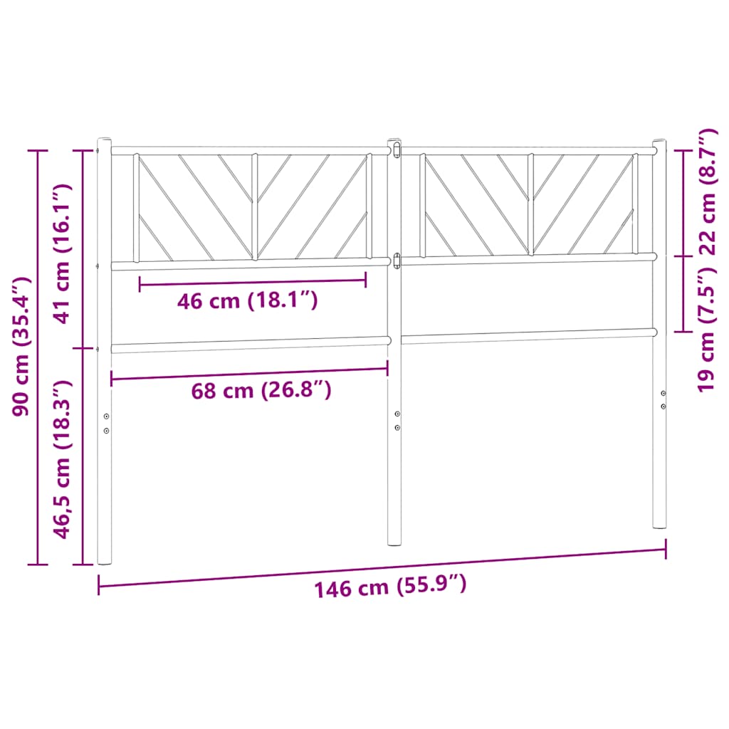 vidaXL Ersatz-Kopfteil Metall Weiß 140 cm
