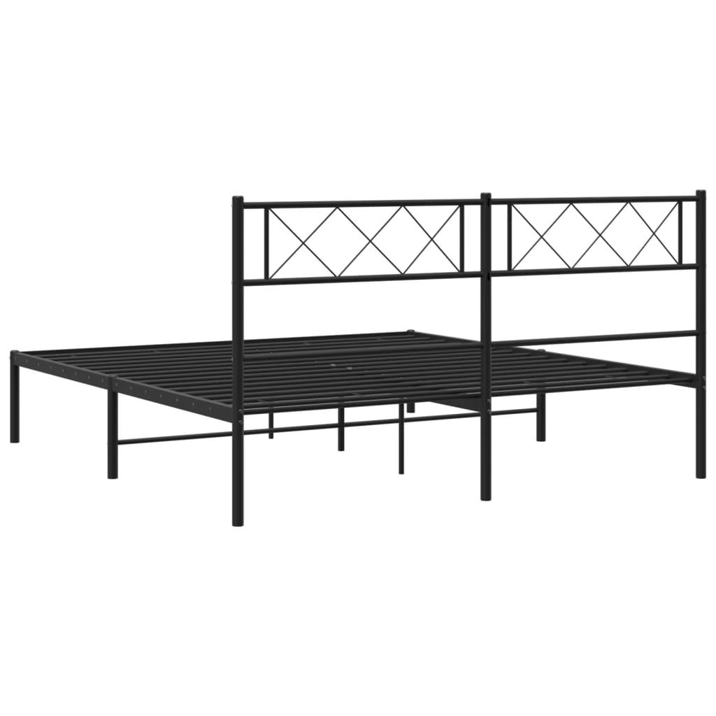 vidaXL Cadre de lit avec tête de lit en métal noir 120x200 cm