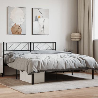 vidaXL Cadre de lit avec tête de lit en métal noir 120x200 cm