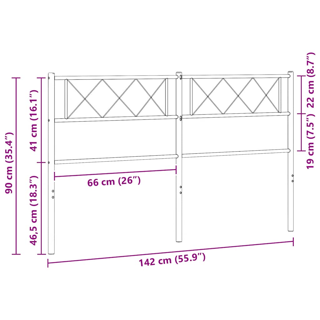 vidaXL Ersatz-Kopfteil Metall Schwarz 135 cm