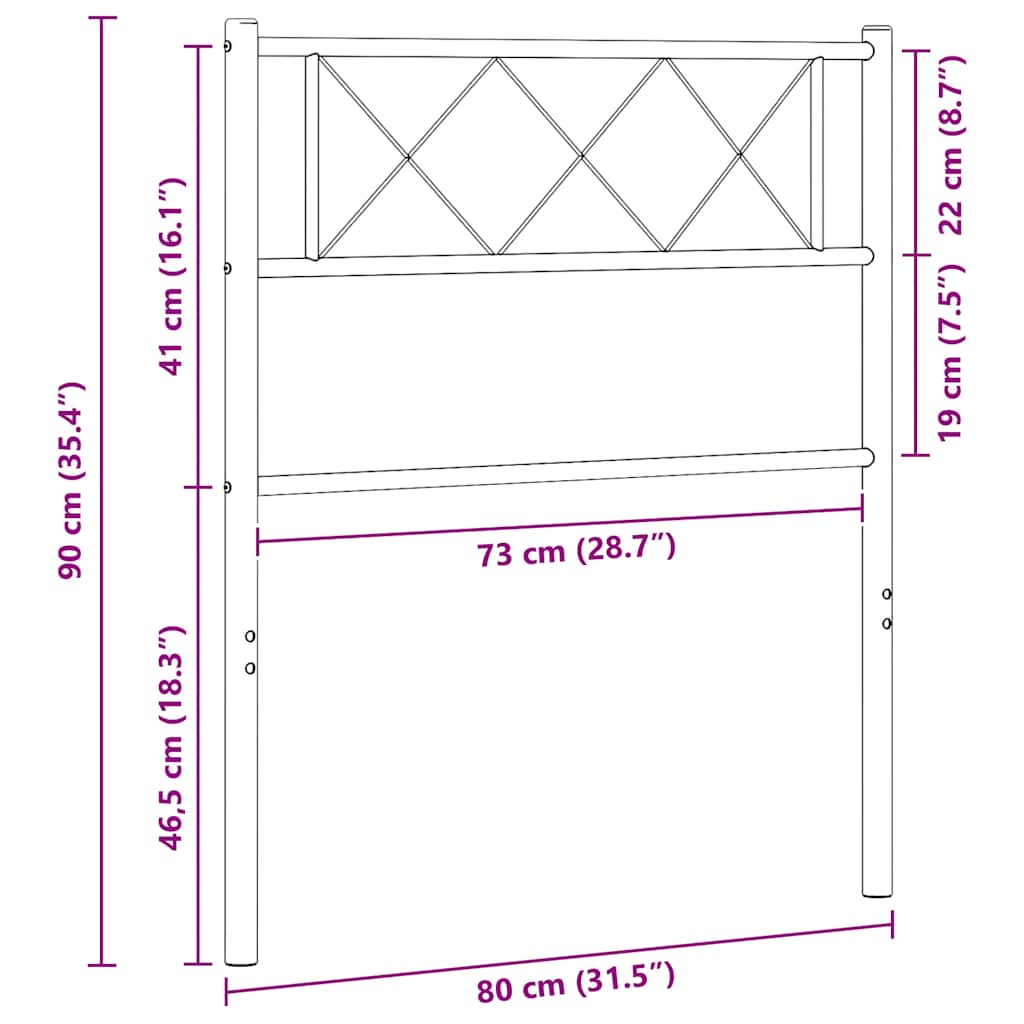 vidaXL Ersatz-Kopfteil Metall Weiß 75 cm