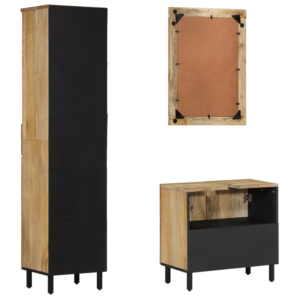 vidaXL 3-tlg. Badmöbel-Set Massivholz Mango