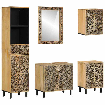 vidaXL 5-tlg. Badmöbel-Set Massivholz Mango
