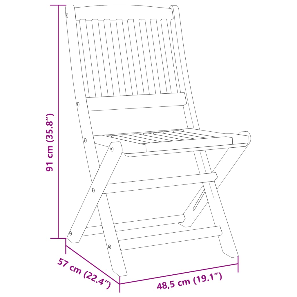 vidaXL 5-tlg. Garten-Essgruppe Klappbar Massivholz Akazie