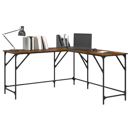 vidaXL Schreibtisch Räuchereiche 149x149x75 cm Holzwerkstoff