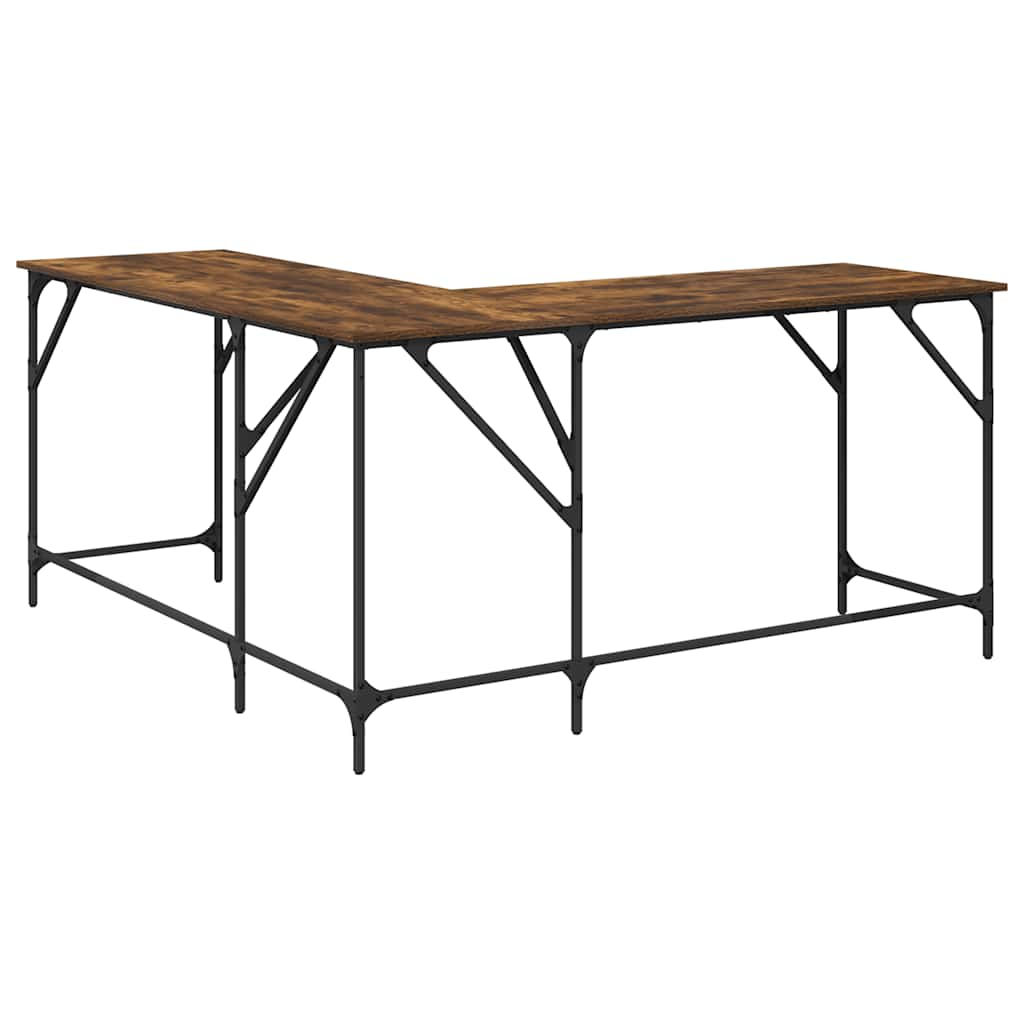 vidaXL Schreibtisch Räuchereiche 149x149x75 cm Holzwerkstoff