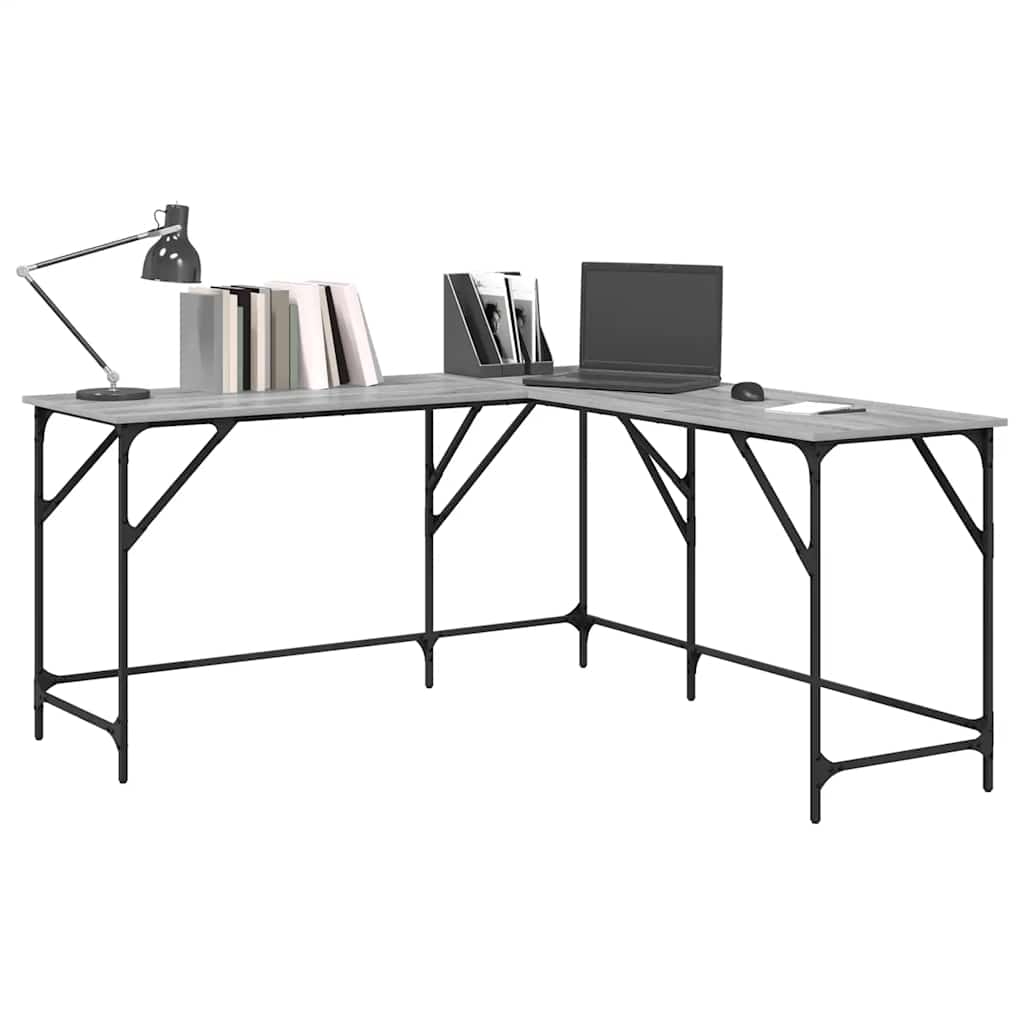 vidaXL Schreibtisch Grau Sonoma 149x149x75 cm Holzwerkstoff